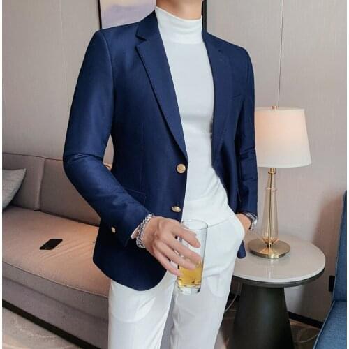 Men Slim Fit Office Blazer High Quality Slim Fit Suit Jacket Fashion Casual Men Groom Singer Costume Formal Evening Dress