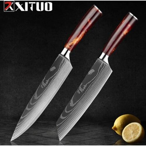 XITUO 2PCS Professional Knife Set Stainless Steel Kitchen Chef Knife Sharp Blade Cooking Cutting Utility Kiritsuke Fruit Knife