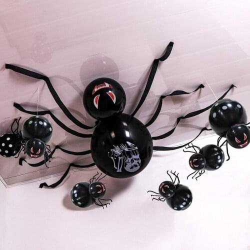 Halloween Spider Balloons Set Haunted House Decorations Latex Balloons Hanging Spider Balloon Halloween Party Scary Supply
