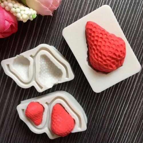 New DIY 3 Strawberry Chocolate Making Baking Silicone Molding Cake Fondant Cake Decorating Tools Candy Clay Mold