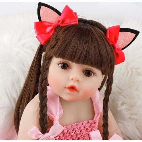 48CM Real Size Original Doll New Reborn Baby Toddler Girl Pink Princess Bath Toy Very Soft Full Body Silicone Girl Doll Surprice