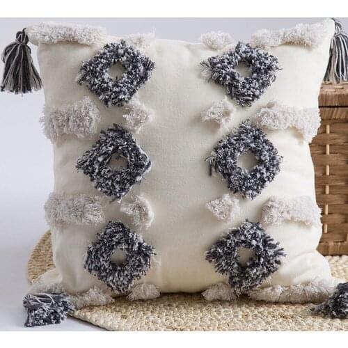 Papa&Mima Nordic Geometric 3D Quilted Cotton Linens Soft Square Knitted Cushion Covers Protective No Core for Sofa Chair Car