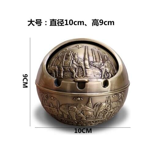 Castle Trumpet Bronze European ashtray retro home creative personality tea table bedroom with lid metal ashtray tren
