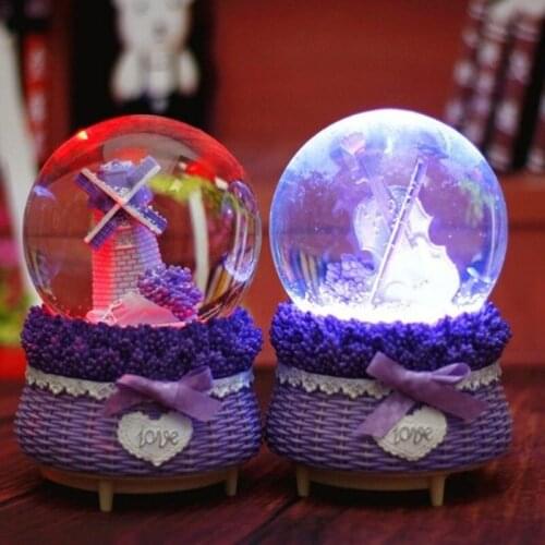 Simple modern lavender creative windmill guitar resin craft birthday gift decoration wooden music box christmas