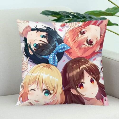 Rent A Girlfriend Pillow Cover Bedroom Home Office Decorative Pillowcase Square Zipper Pillow Cases Satin Soft