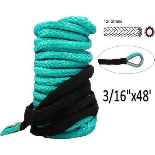 CARBOLE Green Synthetic Winch Rope Line Cable 6mm x 15m Heavy Duty 10000ibs UHMWPE Rope With Sheath Car Accessories