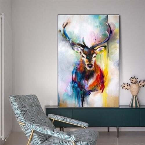 Nordic Art Deer Head Graffiti Art Canvas Paintings On the Wall Art Posters And Prints Animals Art Pictures For Kids Room Cuadros