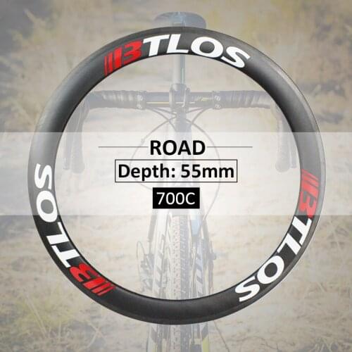 Ultralight 455g 700C carbon road bike rims 55mm deep clincher 26mm wide U shape tubeless compatible - RC-55L