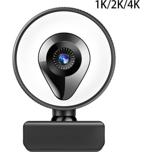 HD Webcam With Microphone And Ring Light,Plug And Play Web Camera,Auto Focus USB Webcam For PC Desktop Laptop