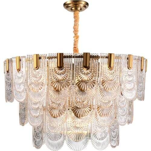 Nordic Vintage Glass Chandeliers Lighting Decoration For Villa Hotel Lobby Gold Creative Hardware Plated Luminaire New Arrival