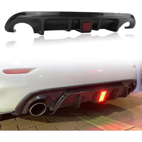 Rear Bumper Diffuser Lip For Infiniti Q50 2014-2017 Car Carbon Fiber Look Back Lower Exhaust Spoiler Splitter Kit With LED Light