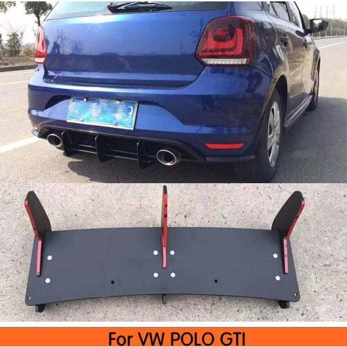 For Polo GTI Rear Lip Spoiler Trim Fins Shark Cover For Volkswagen VW Polo GTI 2015 2016 2017 2018 Bumper Protector Car Styling