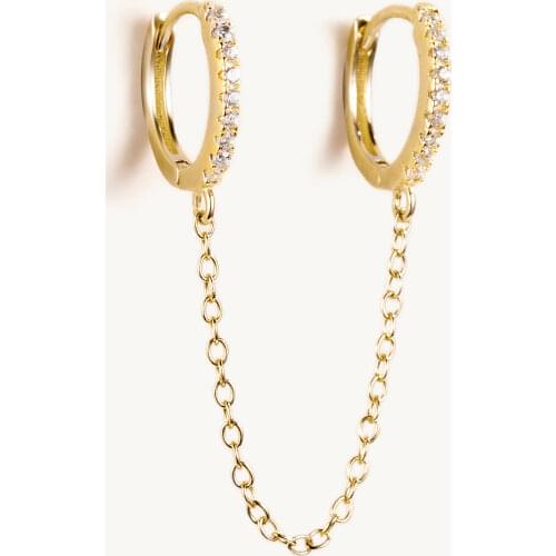 1 pcs 925 Sterling Silver Round Hoop Earrings for Women Charming Trendy Gold Silver Chain Tassel Earrings Fashion Earrings 2019