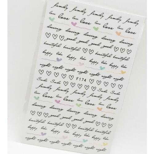 2pcs 3D Stickers for Nails Love Heart Line Letter Nail Sticker Foil Nail Art Decorations Manicure Accessories Tips Decoraciones