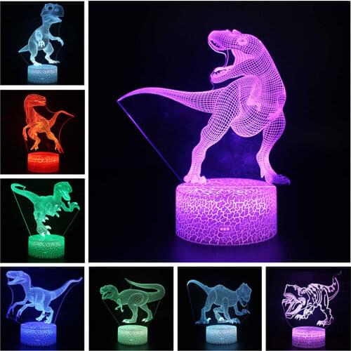 3D LED Night Light Lamp Jurassic World Dinosaur Action Figure Series 16color Remote Control Table Lamps Toy For Kid Holiday Gift