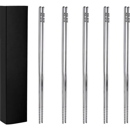 5pair/box 304 Stainless Steel Chopsticks Gift Chopsticks Five Pairs of Anti-scalding Hollow Design Chinese Chopsticks Tableware