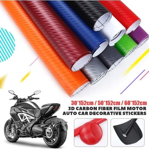 50*152cm 3D Carbon Fiber Film Moto Auto Car Decorative Stickers Decal Styling Thickened with Air Guiding Groove Motorcycle Parts