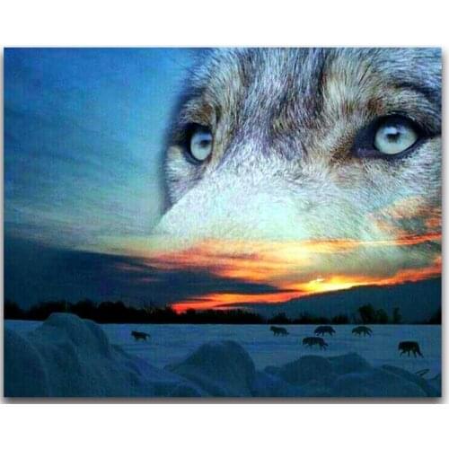 5d landscape diamond mosaic wolf embroidery painting diy rhinestone wall sticker decor diamond drawing art needlework handcraft