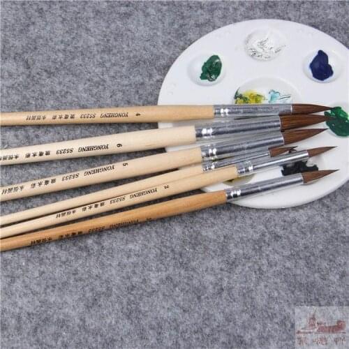 6pcs/Set,Kids Watercolor Painting Pen Horsehair Wooden Handle Paint Brush Set Drawing Art Supplies free shipping brush pen