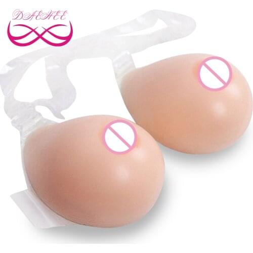800g/Pair C Cup 100% Medical Silicone Fake Breast Form Boob Enhancer Sexy Bust Tits with Strap For Crossdresser Transgender Men