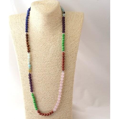 MOODPC Free Shipping Bohemian Jewelry Multi Color Natural Semi Precious Stone Necklace