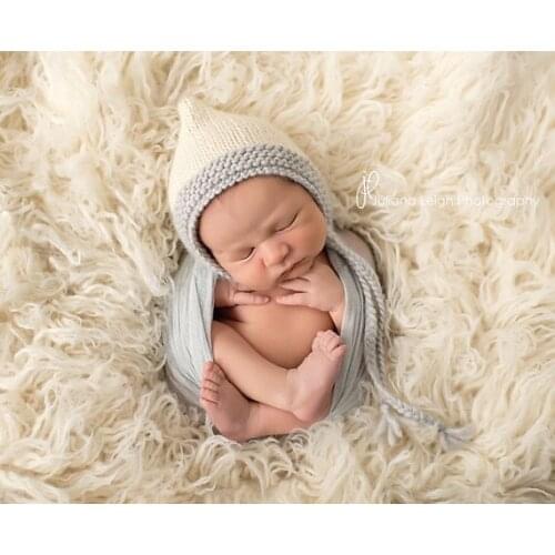 Free shipping, Cream-colored crochet pixie hood , hat , bonnet , Elf . Newborn hat Photograph Photo prop size:0-1M,3-4m(only hat