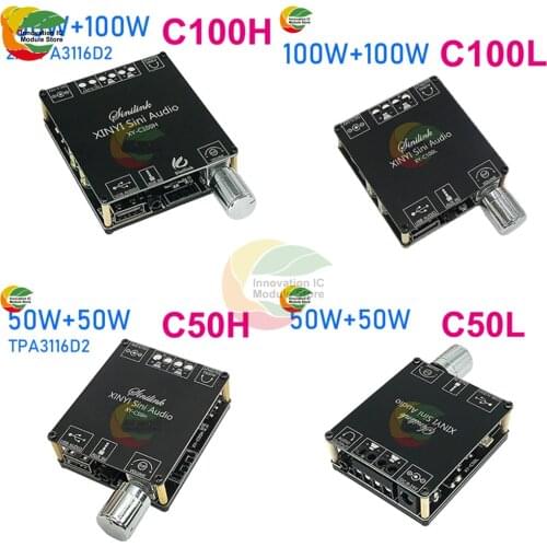Bluetooth 5.0 2*50W 2*100W AUX TPA3116 Digital Power Amplifier Board Speaker 2.0 CH Stereo Home Music Wireless Module Audio AMP