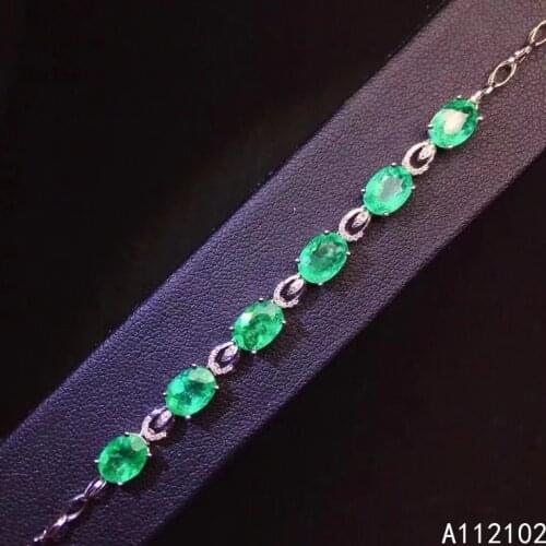 KJJEAXCMY fine jewelry 925 sterling silver inlaid natural emerald Luxury Chinese womens bracelet support test