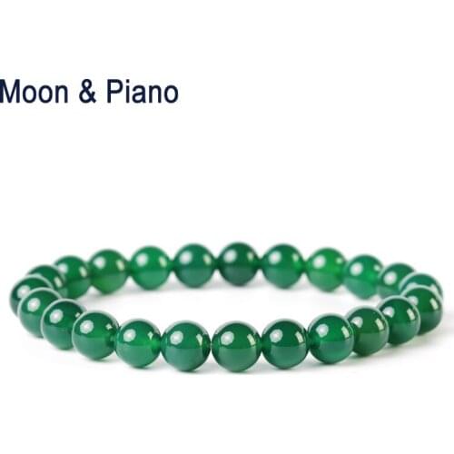 Natural Green Agates Strand Bracelets Round Beads Ornaments Men and Women Energy Jewelry for Lovers Christmas Gift New
