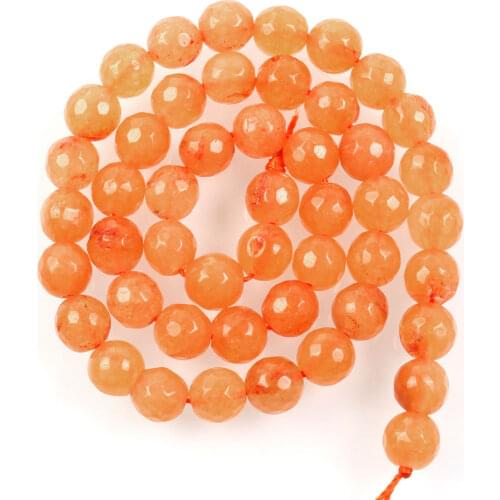 Natural Stone Beads Cut Surface Orange Marble Loose Beads for Jewelry Making Needlework DIY Bracelet Strand 4-12 MM