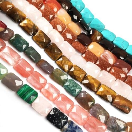 Natural Stone Faceted Square shape Beading Agates crystal Scattered beads For jewelry making DIY Necklace Bracelet Accessories