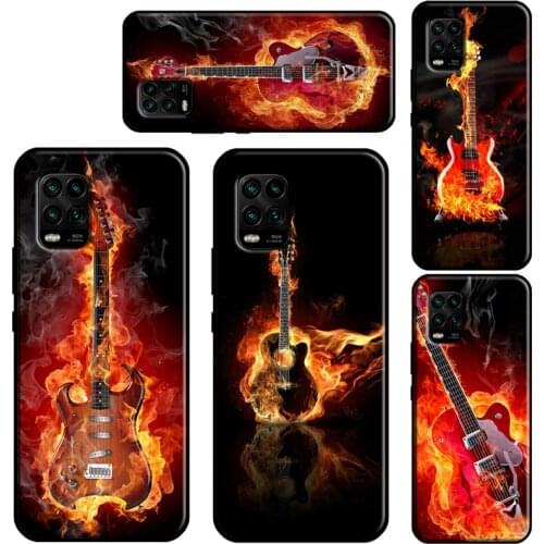 Music Flames Bass Guitar Case For Xiaomi Mi 11 Lite 10 9 9T 10T Pro A3 11 Ultra POCO M3 X3 Pro F2 F3 Phone Fundas