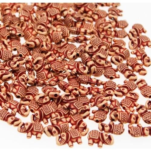 CHONGAI 100Pcs Imitation Wood Color Acrylic Elephant Spacer Beads For Jewelry Accessories DIY For Bracelet Making