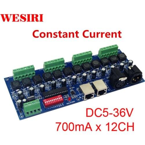 DC5V-36V 700MA*12CH Constant Current 12 Channel RGB DMX512 Decoder Controller with RJ45 XRL 3P for RGB LED Strip Light