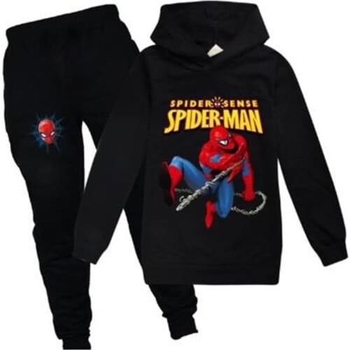 Disney Kids Tracksuit Autumn Girls Clothing Sets Spiderman Cartoon Children Boys Girls Clothes Kids Hooded Pants 2 Pcs Suits