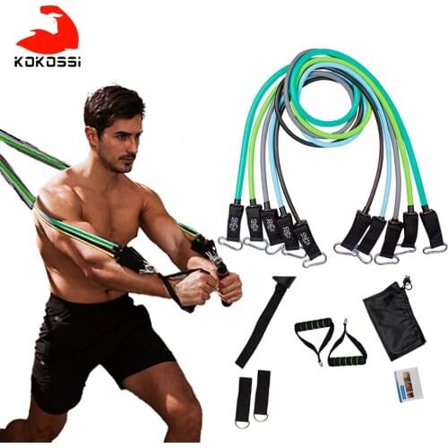 KoKossi 11Pcs/Set 100LB/150LB Resistance Bands Yoga Pull Rope Gym Home Fitness Equipment Training Exercise Bodybuilding Unisex