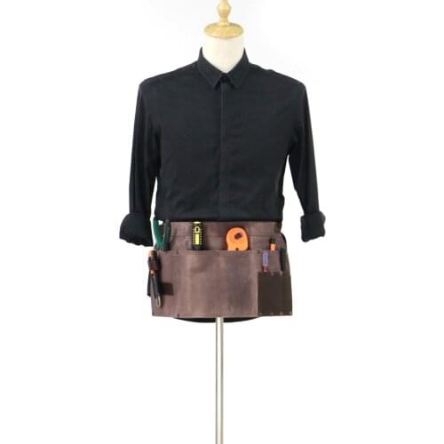 Factory Custom Logo Barista Baked Denim Canvas Leather Accessories Short Half-length Fashion Waist Apron