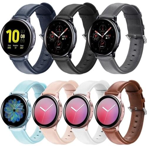 Feskio 20mm Quick Release Leather Watchband for Samsung Galaxy Watch 3 41mm/ Active 40mm & Galaxy Watch Active 2 40mm/44mm Watch