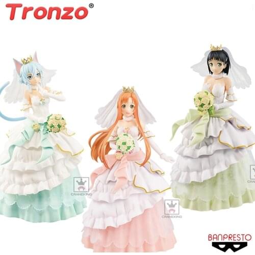 Tronzo Original BANPRESTO Figure Sword Art Online Yuuki Asuna Asada Shino Kirigaya Suguha Wedding PVC Action Figure Model Toys