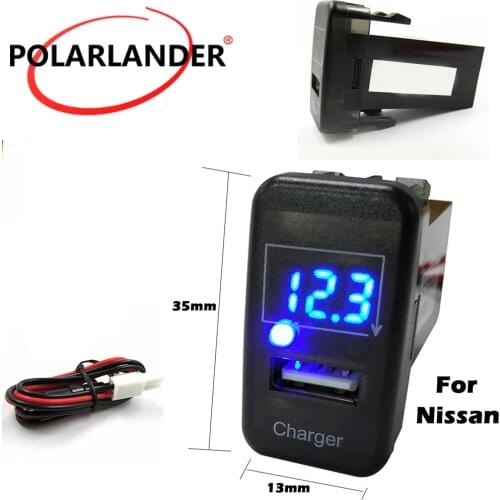 Hot Blue light LED USB Interface Socket Car Charger for Nissan 5V 2.1A USB Interface Socket Phone Charger