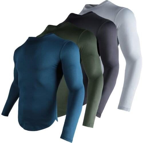 Compression Mens Running T Shirt Fitness Tight Long Sleeve T Shirt Training Jogging Shirts Gym Sports Clothes Shirts for Men