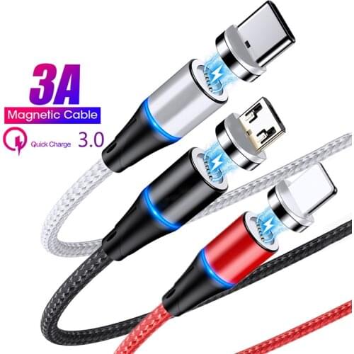 Redmi 9 3A Fast Charger Type C Magnetic Micro USB 8 Pin Phone Cable For iphone Samsung J7 A51 Huawei MatePad X Honor 20S Umidigi
