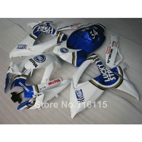 Injection mold fairing kit for SUZUKI GSXR 600 750 K6 K7 2006 2007 GSX-R600 GSX-R750 06 07 blue LUCKY STRIKE fairings set V875
