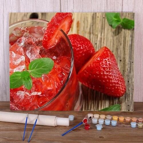 Fruit Strawberry DIY Paint By Numbers Set Acrylic Paints 50*70 Canvas Pictures Wall Decoration Children Wholesale Drawing