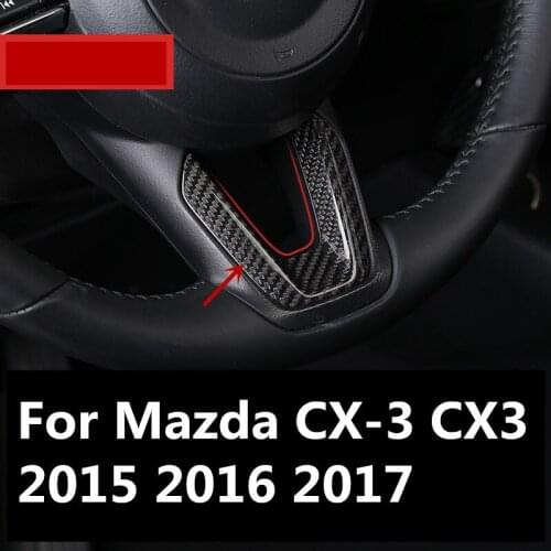 True carbon fiber For Mazda CX-3 CX3 2015 2016 2017 steering wheel trim Sequin Gear Shift Knob Trim Cover Interior Handle