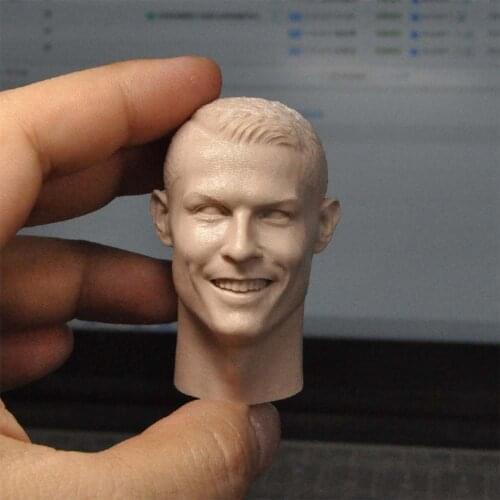 1/6 Scale Cristiano Ronaldo Unpainted Head Models Smile Version for 12''Figure DIY