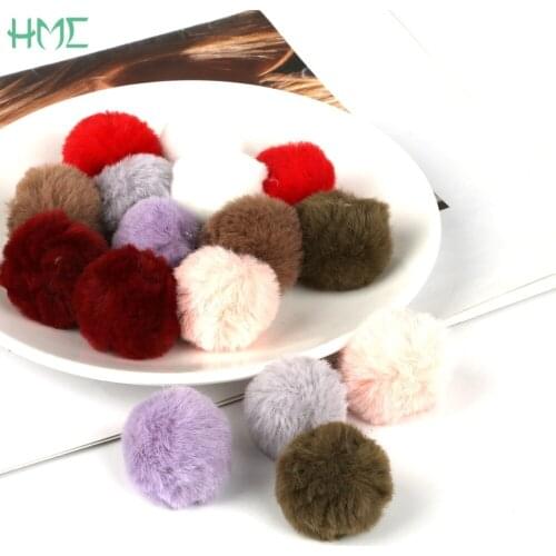New 6pcs/lot 4cm DIY Handmade Accessories Faux Rabbit Fur Ball PomPom Pendant Charms For Earring Key Chain Jewelry Making