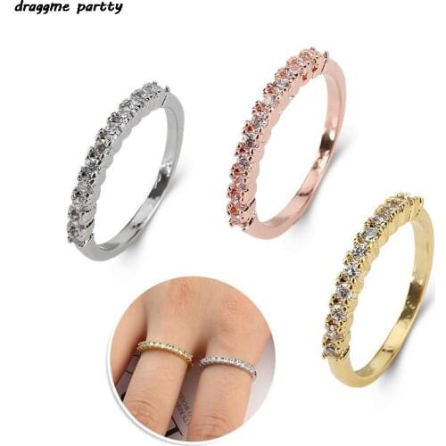 New Wedding Ring For Women Man Concise Classical Multicolor Mini Cubic Zirconia Rose Gold Color Fashion Jewelry