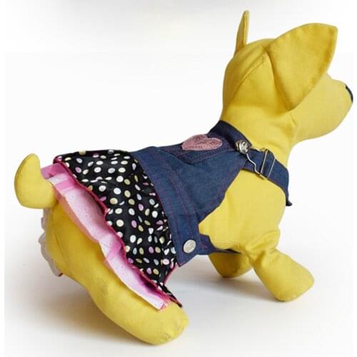 Pet Clothes Love Denim Pantie Suspender Pinafore Skirt For Cat Pet Clothes Love Denim Skirt Dog Clothes Pet Skirt Strap Dress