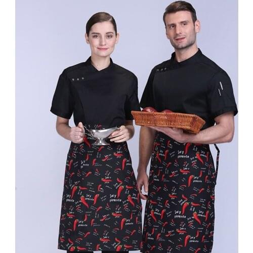 Hotel Chef Wear Short-sleeved Kitchen Men Women Plus Size Jacket Canteen Restaurant Work Clothes Cake Room Baker Overalls H2075